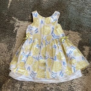 Charming Yellow and Blue Floral Kids Dress